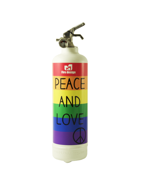 Fire extinguisher design Peace and Love white