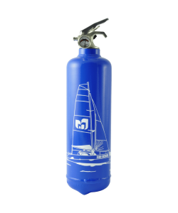 Fire extinguisher design Catamaran blue