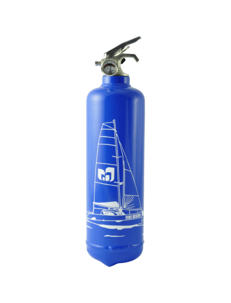 Fire extinguisher design Catamaran blue