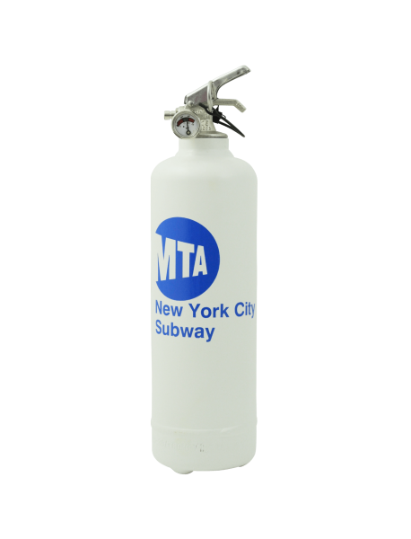 Designer fire extinguisher logo MTA white